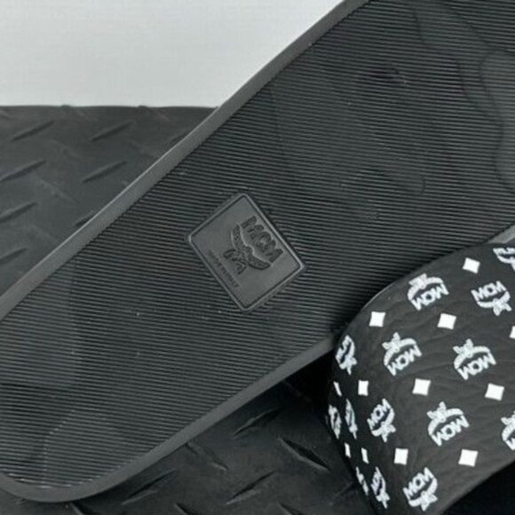 MCM Mens Black Visetos Rubber Slides US 8 EU 41 - Picture 10 of 10